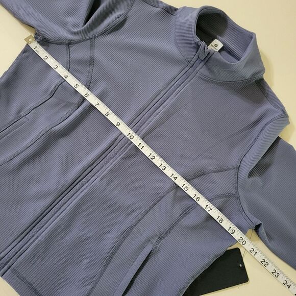 90 Degree By Reflex Womens Blue High Neck Ribbed Performance Jacket - Picture 8 of 16